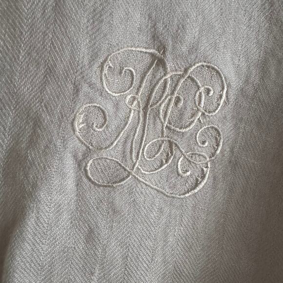 Lauren Ralph Lauren Embroidered Monogram Linen Button Front Top XS - Picture 2 of 4